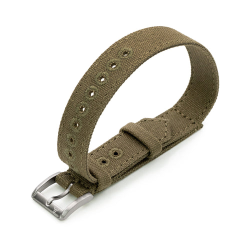Olive Drab 16mm Canvas One-piece by HAVESTON Straps, Brushed