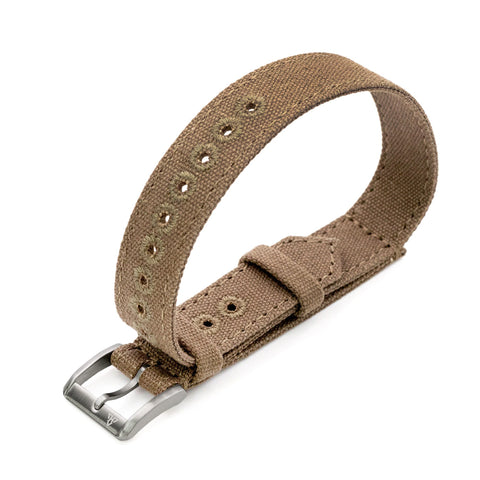 Khaki Sand 16mm Canvas One-piece by HAVESTON Straps, Brushed