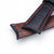 Q.R. 19mm or 21mm Black CrocoCalf (Croco Grain) Semi-Curved Watch Band, Red Stitch.