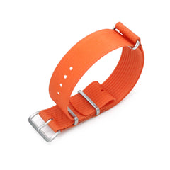 20mm or 22mm Ribbed Nylon Nato Watch Strap Brushed Buckle, Orange 