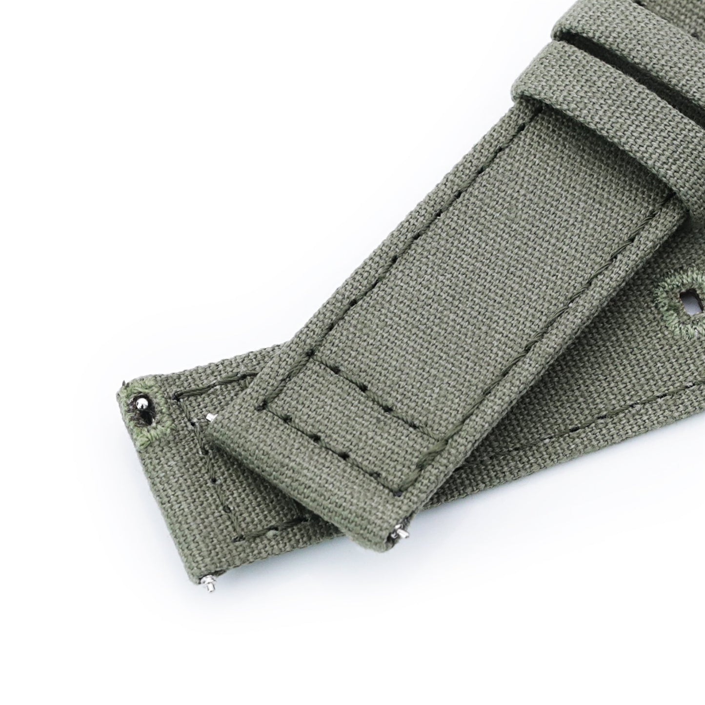 Straight Quick Release Canvas Watch Strap in Military Green, 20mm or 22mm