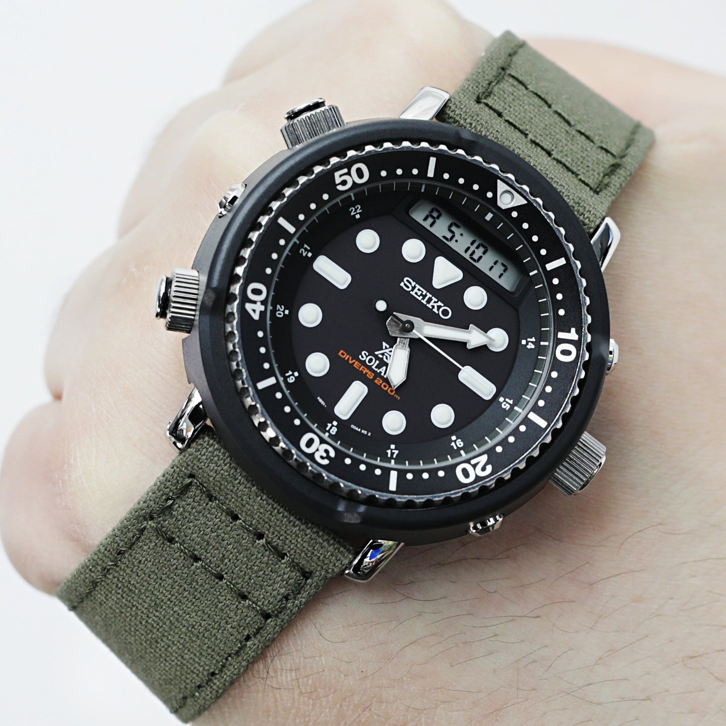 Seiko Prospex Arnie Re-Issue Solar Hybrid Black LCD Watch SNJ025P1