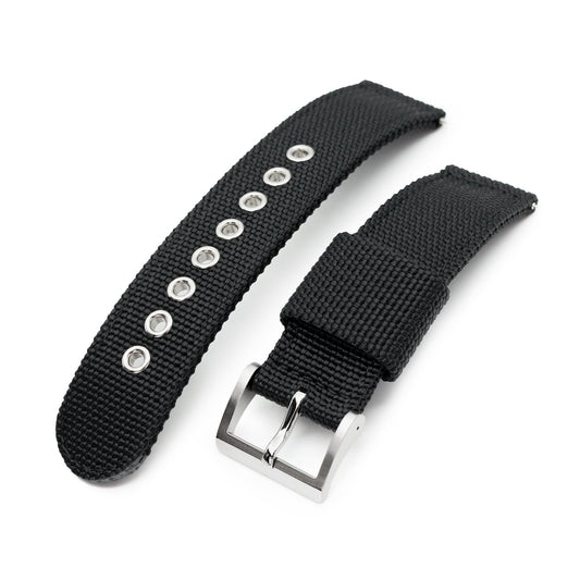 Black Premium Nylon Weaved Quick Release Watch Band with Eyelet