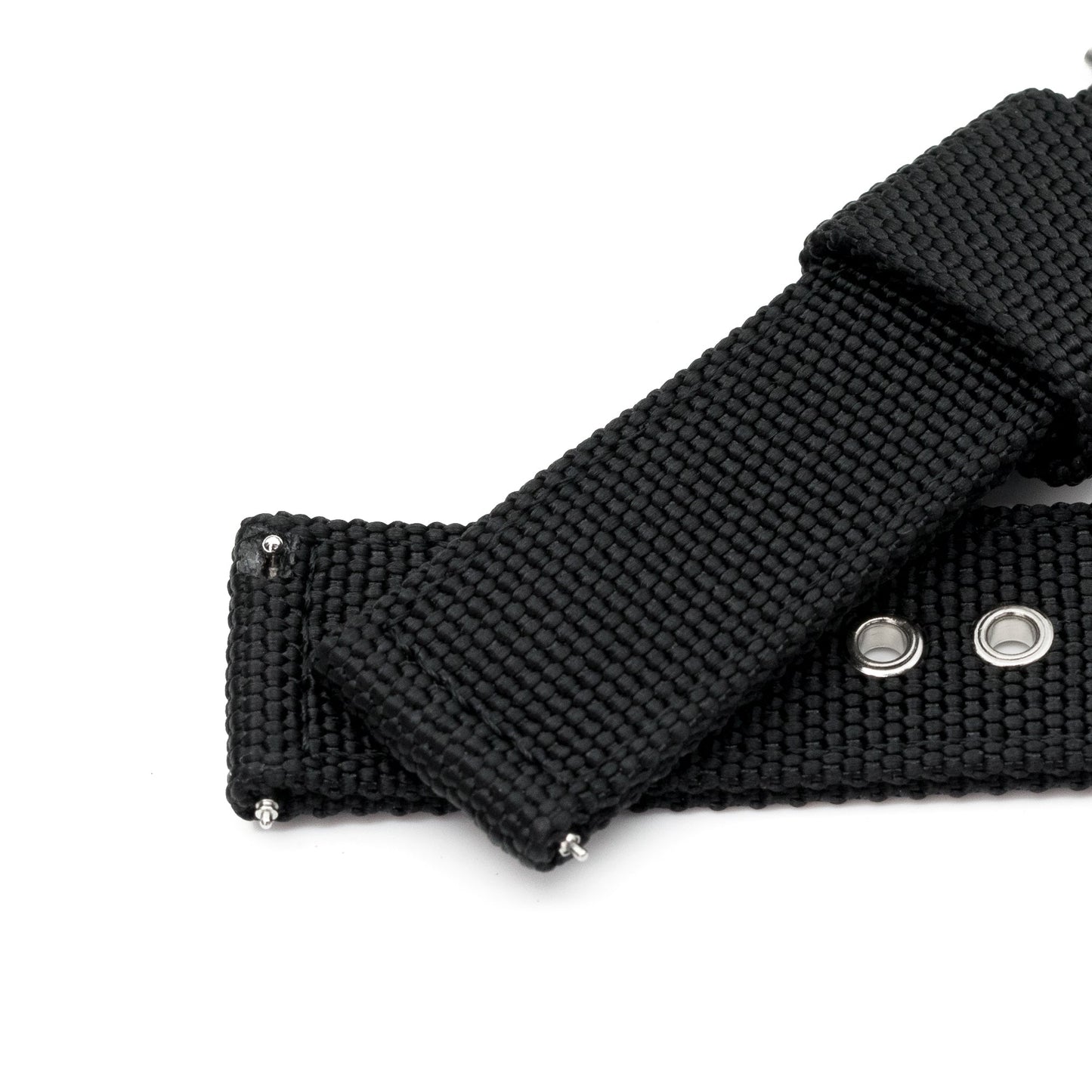 Black Premium Nylon Weaved Quick Release Watch Band with Eyelet