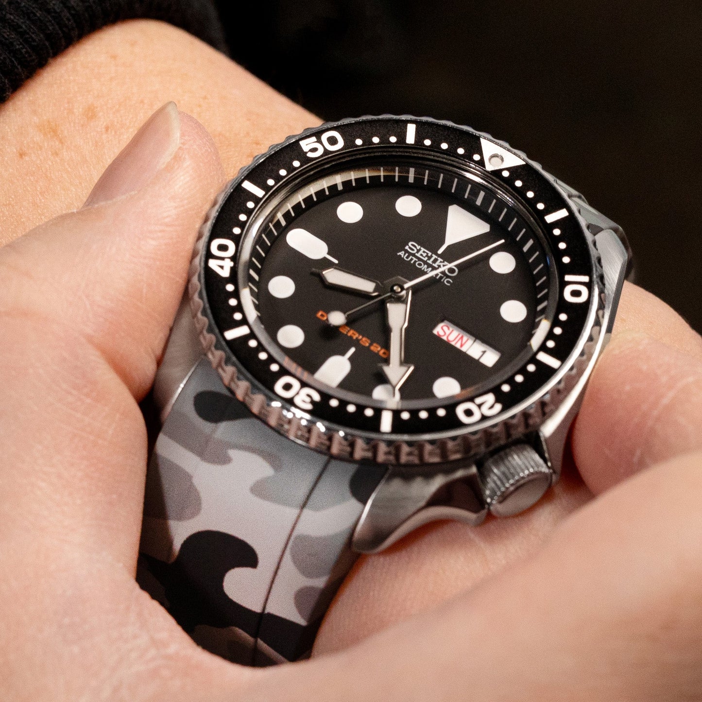 CB10 Navy Camouflage Curved End Rubber for Seiko SKX007