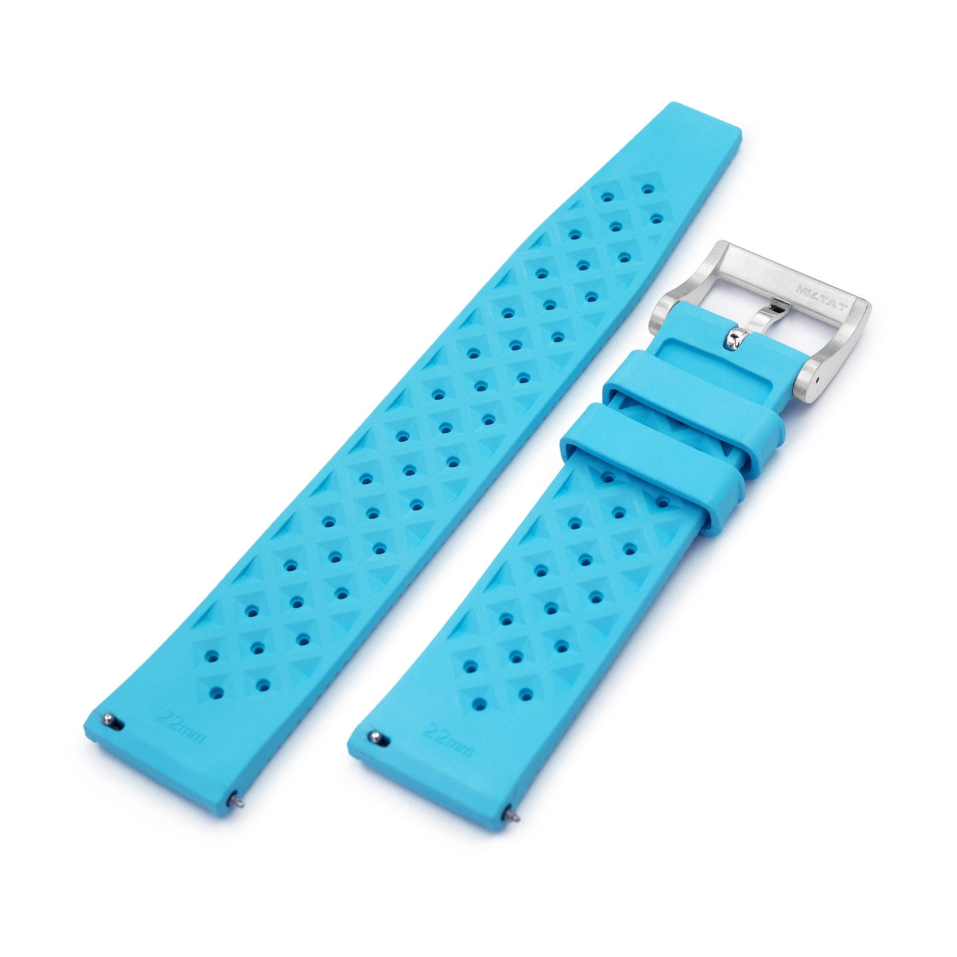 Quick Release Sky Blue Tropical-Style Pro FKM rubber watch strap, 18mm, 20mm or 22mm
