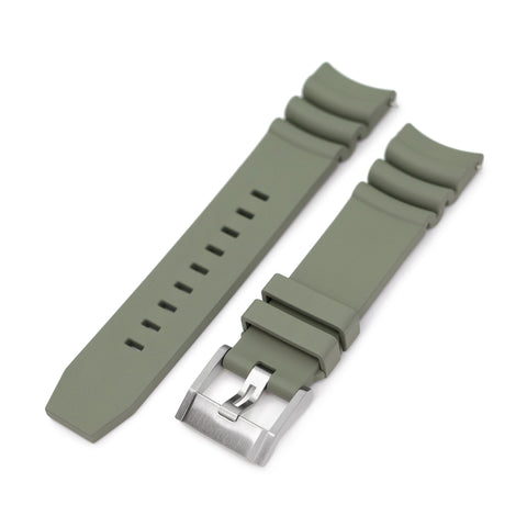 Firewave Resilient Curved End FKM rubber Watch Strap, Ash Green
