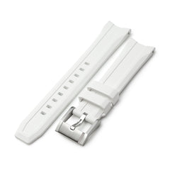 20mm Wheels Resilient Curved End FKM Rubber watch strap, White