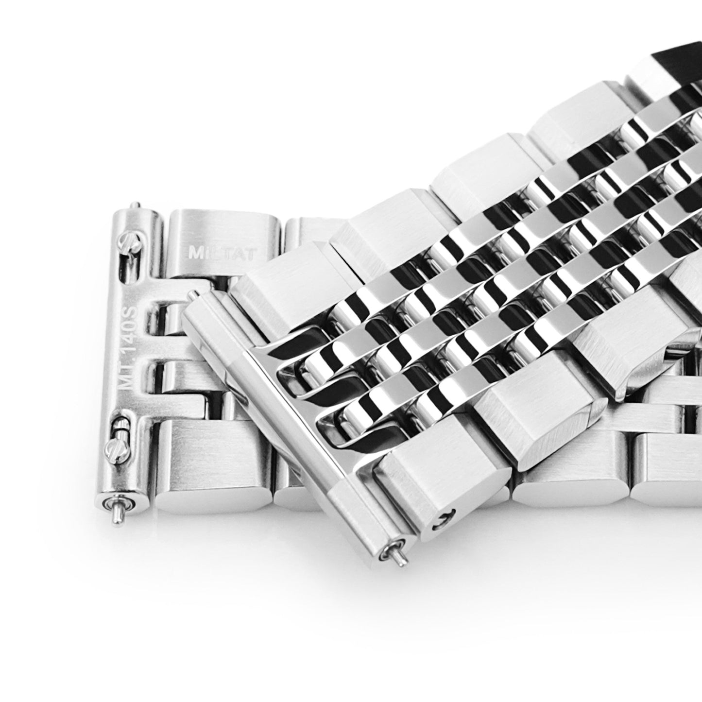 20mm Asteroid QR Watch Band Straight End Quick Release, 316L Stainless Steel Brushed and Polished V-Clasp