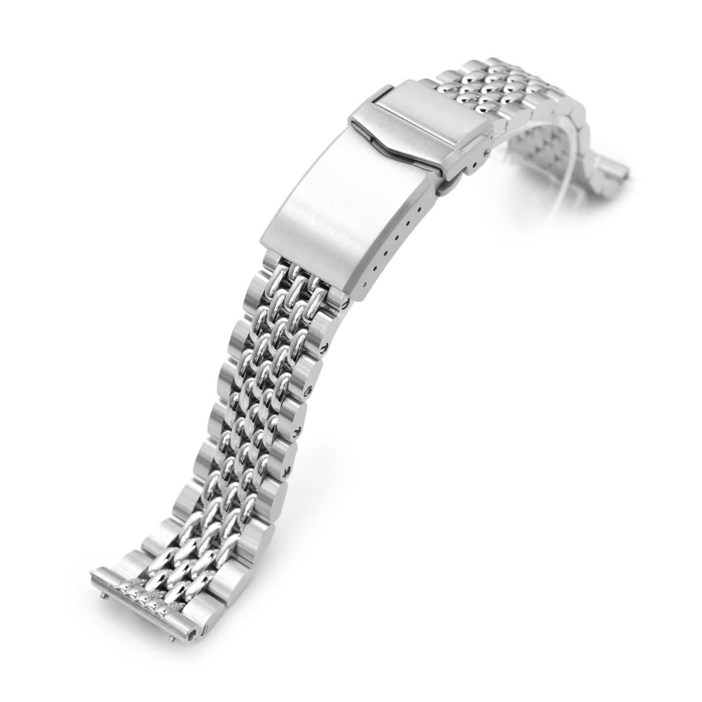 18mm, 19mm or 20mm Goma BOR Watch Band Straight End, 316L Stainless Steel Brushed and Polished V-Clasp