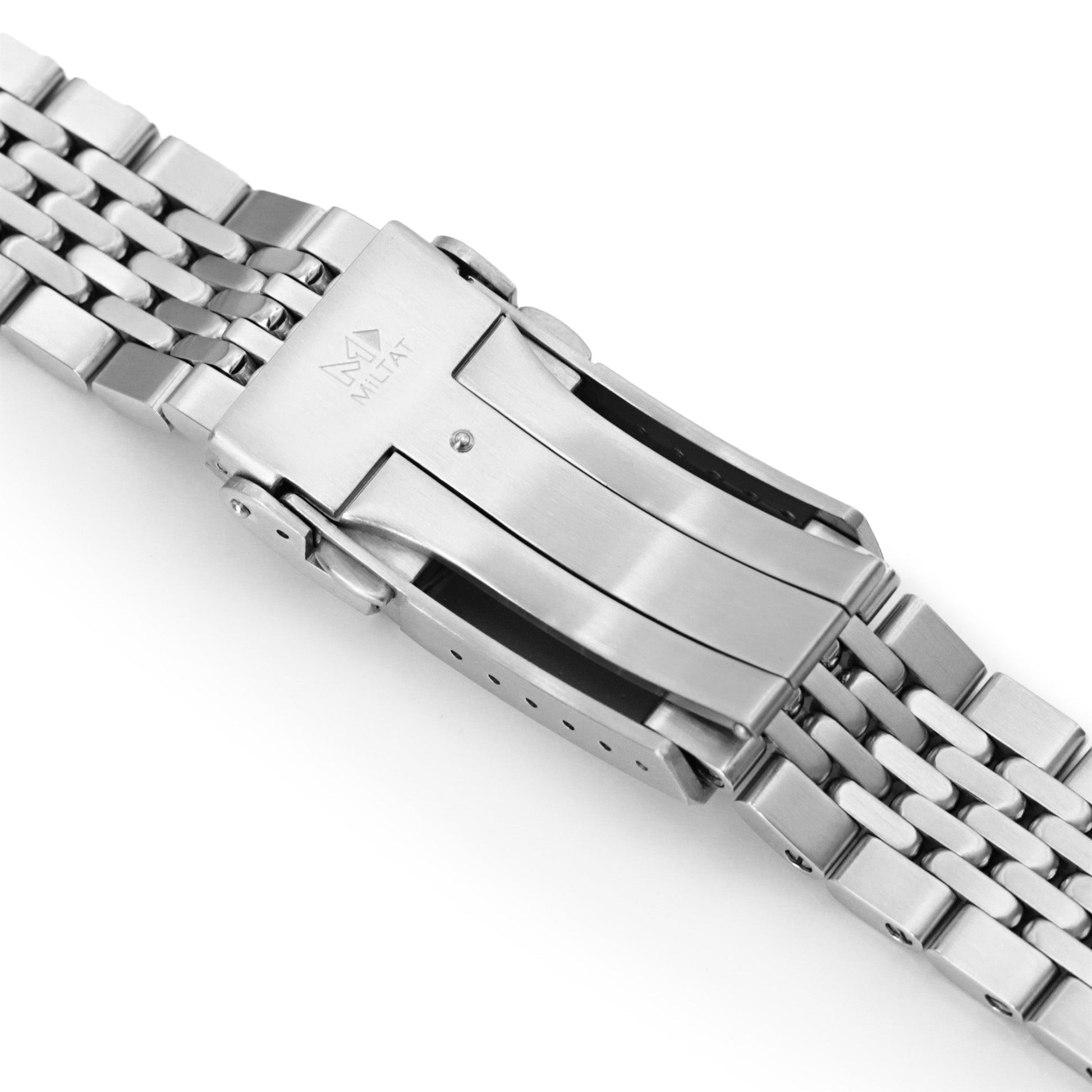 18mm, 19mm or 20mm Goma BOR Watch Band Straight End, 316L Stainless Steel Brushed and Polished V-Clasp