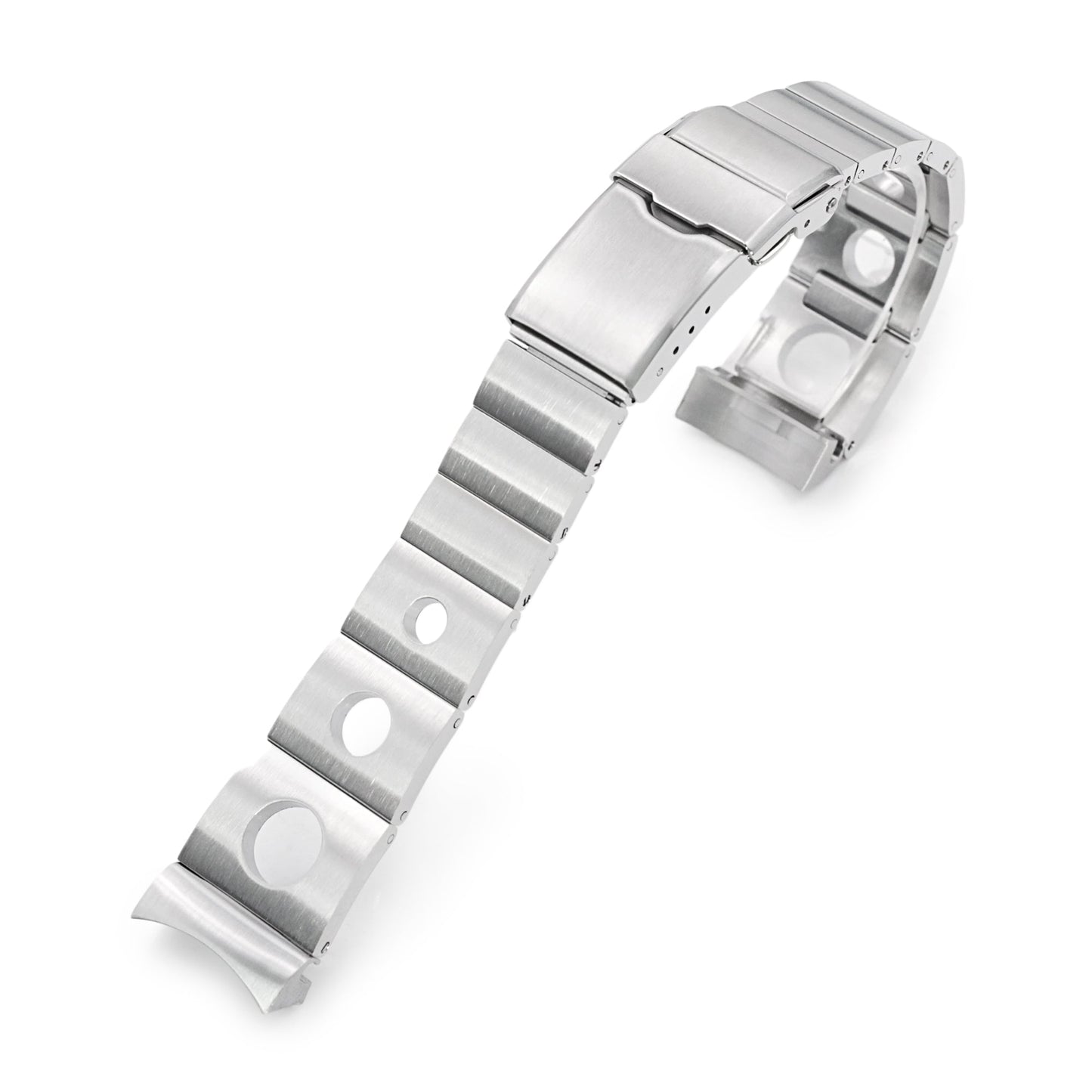 20mm Rollball version II Watch Band for Seiko 5 Sports 40mm, 316L Stainless Steel Brushed Baton Diver Clasp