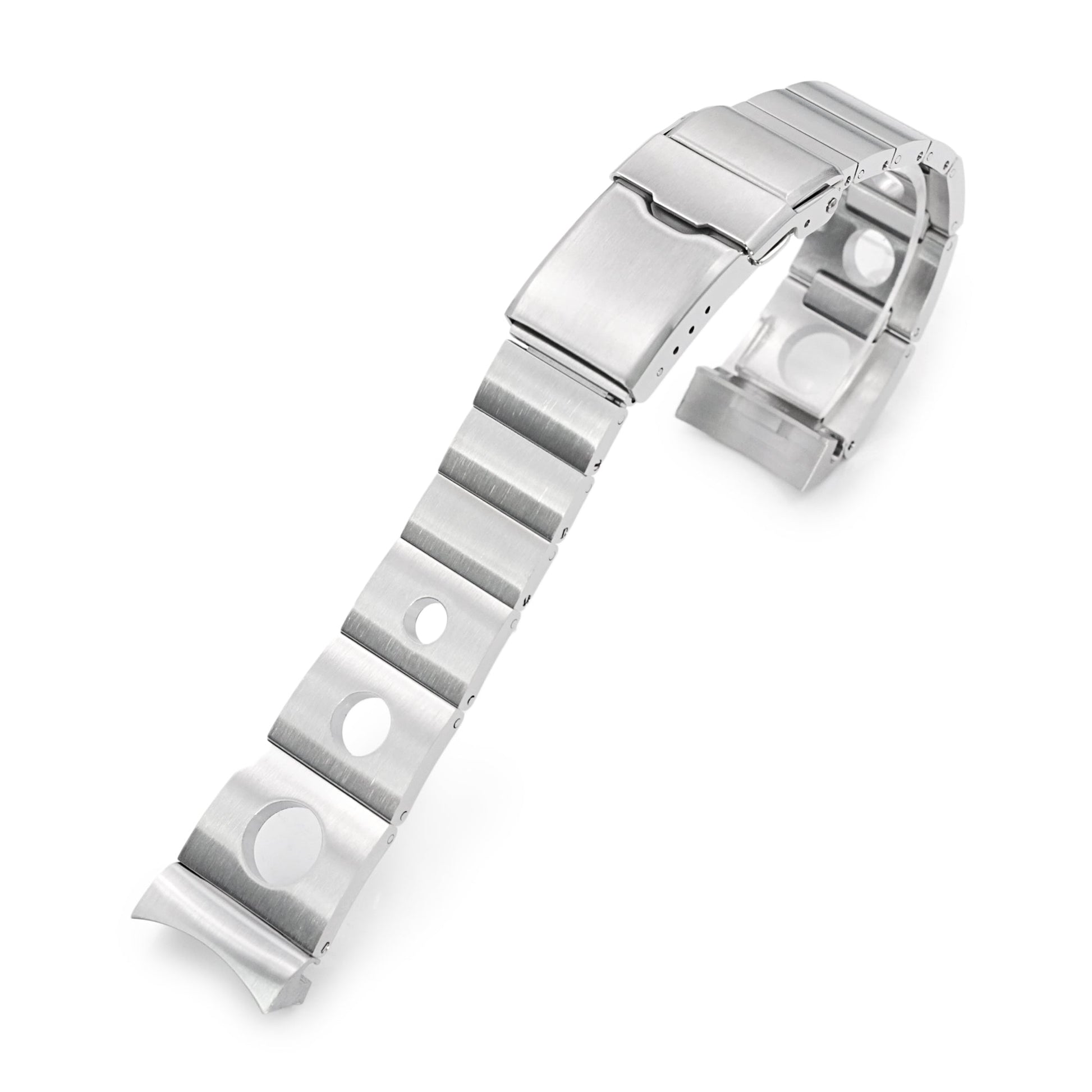 20mm Rollball version II Watch Band for Seiko 5 Sports 40mm, 316L Stainless Steel Brushed Baton Diver Clasp