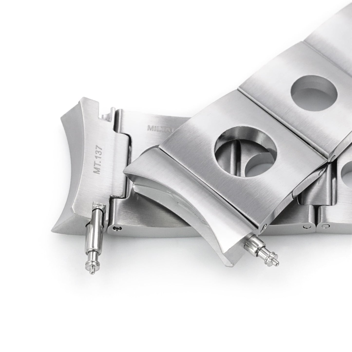 20mm Rollball version II Watch Band for Seiko 5 Sports 40mm, 316L Stainless Steel Brushed Baton Diver Clasp