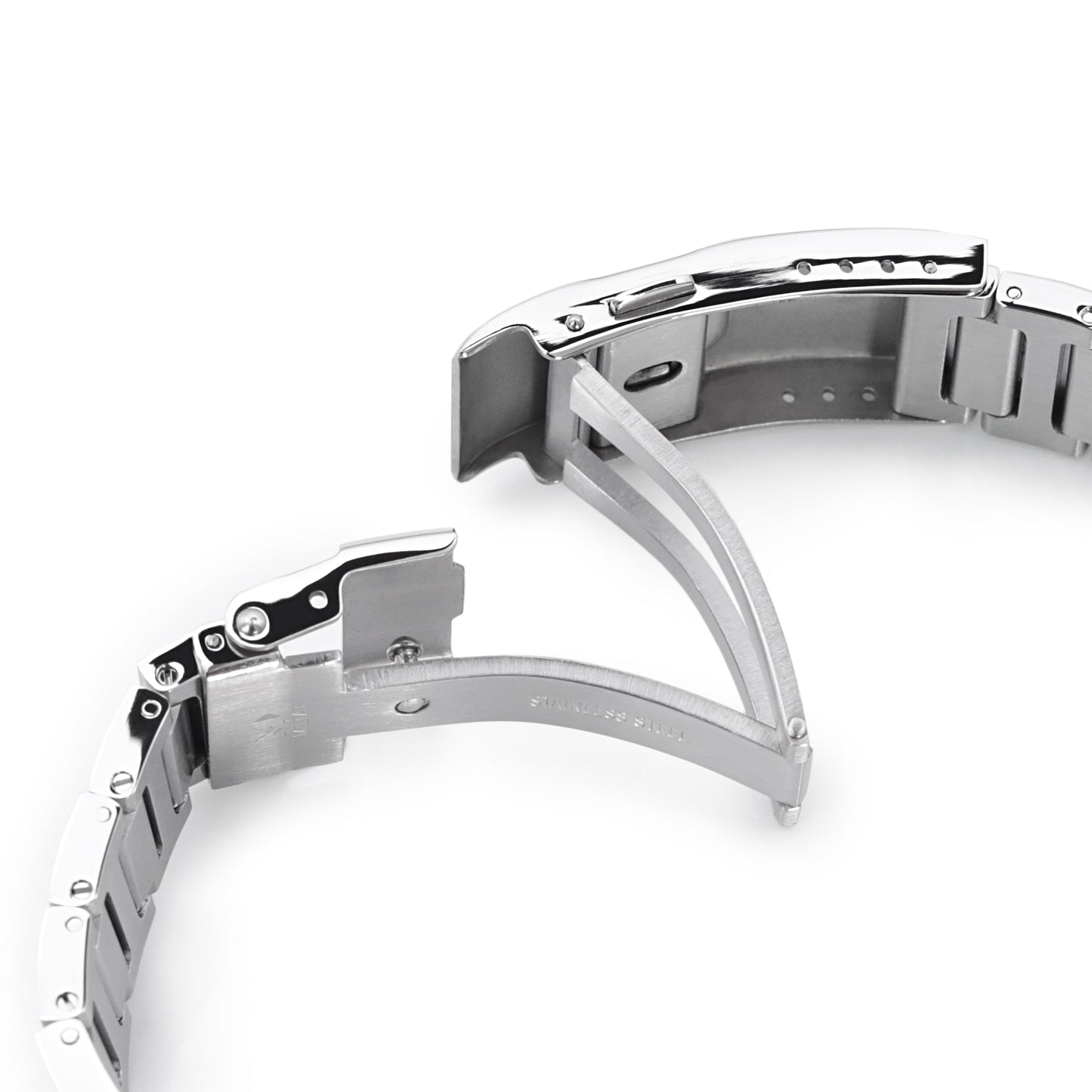 20mm Rollball version II Watch Band for Seiko 5 Sports 40mm, 316L Stainless Steel Brushed Baton Diver Clasp