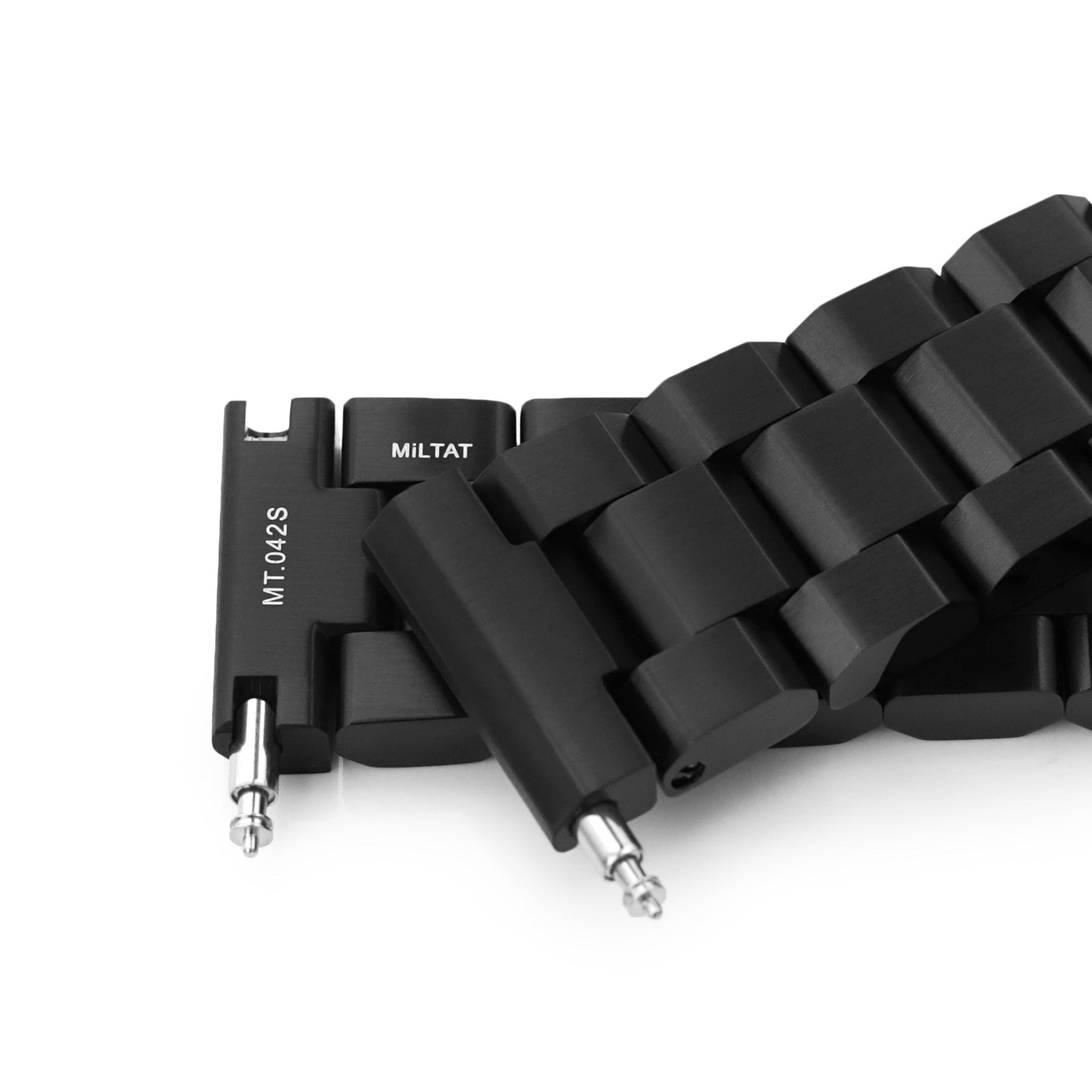 20mm Hexad Watch Band Straight End, 316L Stainless Steel Diamond-like Carbon (DLC coating) V-Clasp