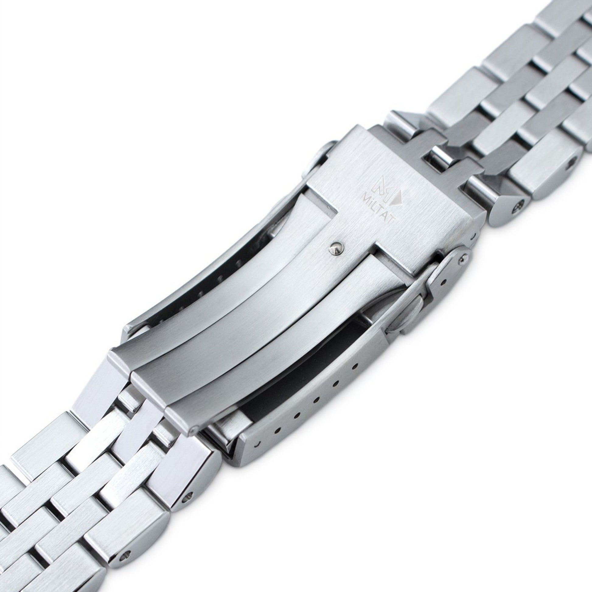 22mm Angus-J Louis Watch Band for Seiko GMT SSK001, 316L Stainless Steel Brushed V-Clasp