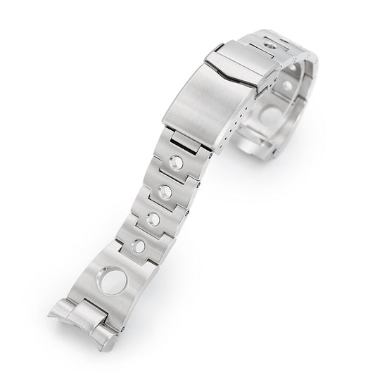 22mm Rollball Watch Band for Seiko SKX007, 316L Stainless Steel Brushed V-Clasp