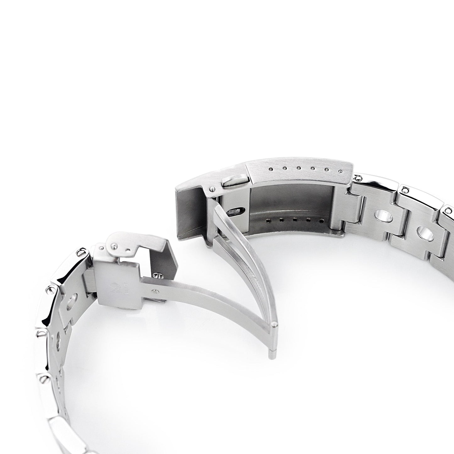 22mm Rollball Watch Band for Seiko SKX007, 316L Stainless Steel Brushed V-Clasp