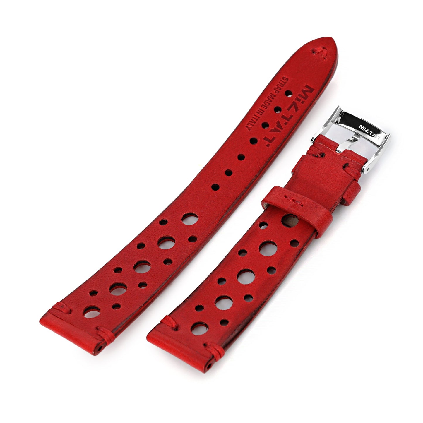 20mm Red Italian Handmade Racer Watch Band, P Buckle