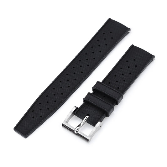 Quick Release Black Tropic Pro FKM rubber watch strap, 20mm or 22mm