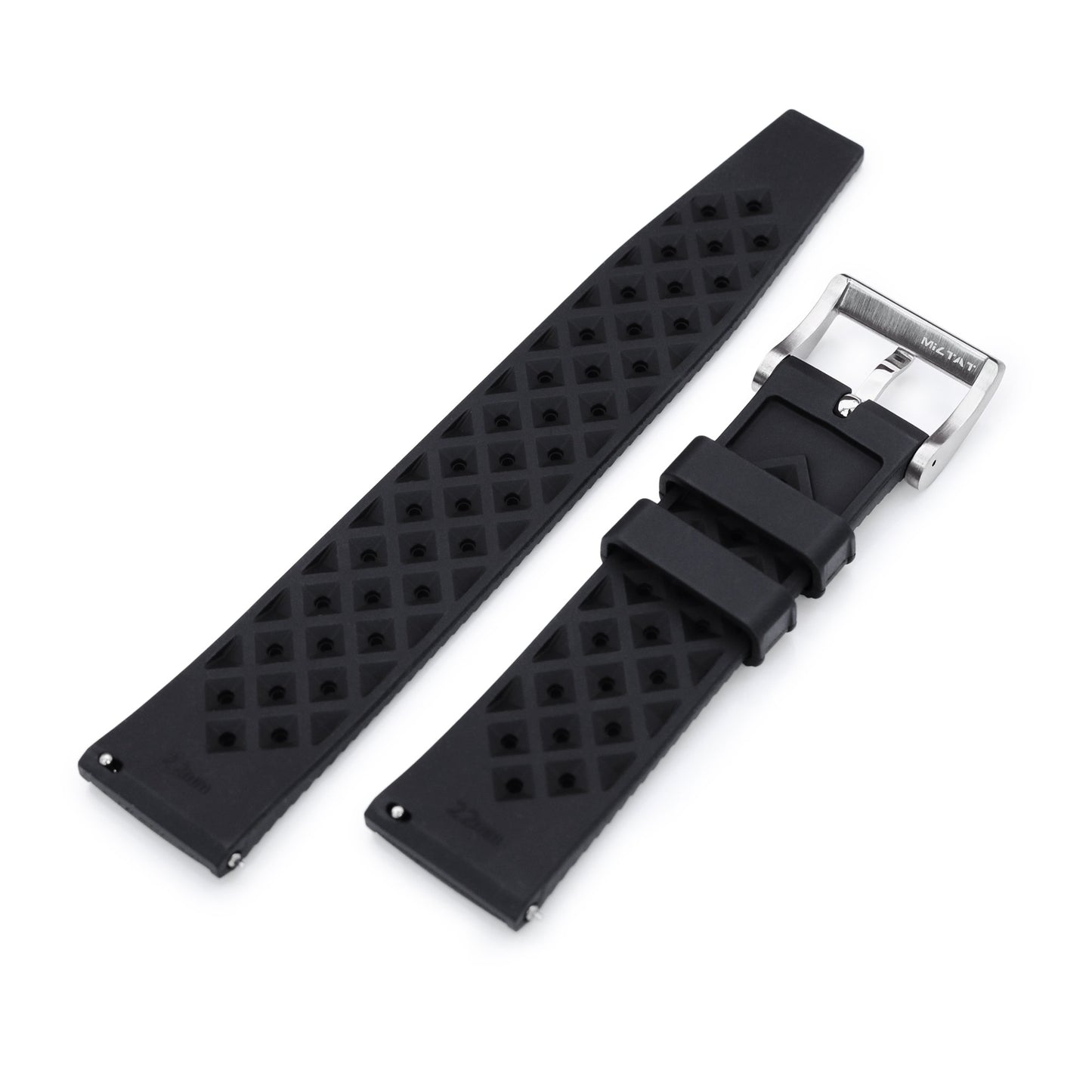 Quick Release Black Tropic Pro FKM rubber watch strap, 20mm or 22mm