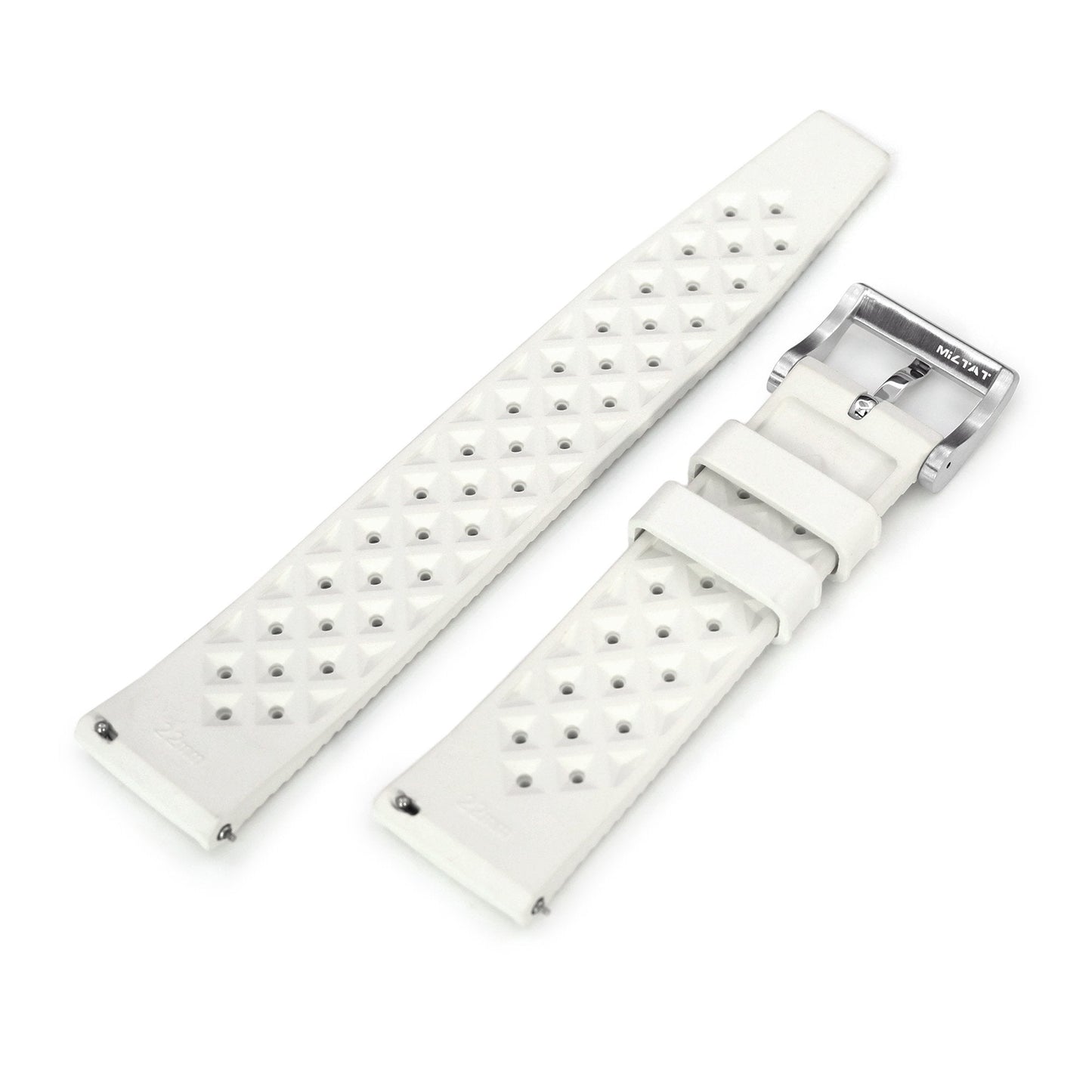 Quick Release White Tropical-Style Pro FKM rubber watch strap, 20mm or 22mm