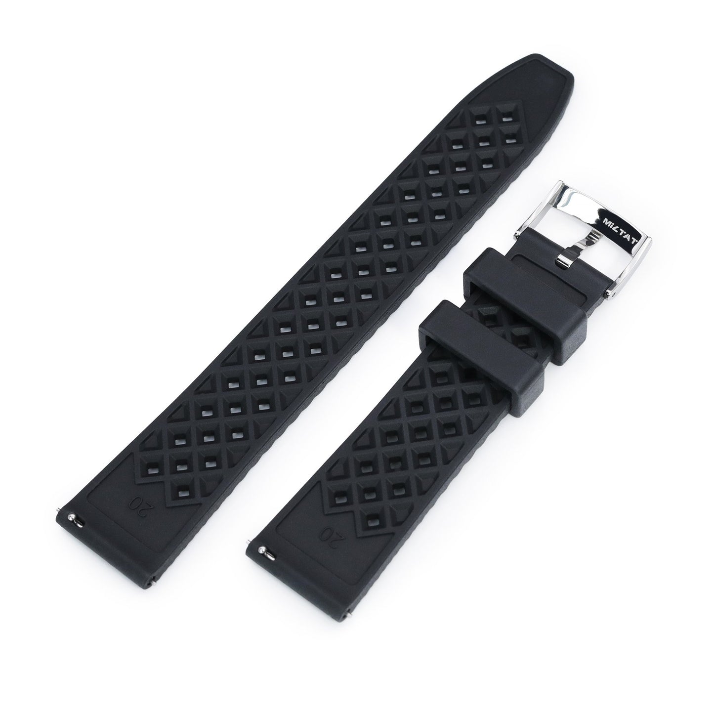 Rhombus Black FKM Quick Release rubber watch strap