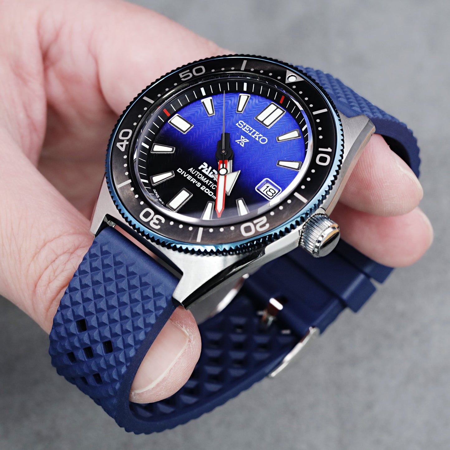 Rhombus Blue FKM Quick Release rubber watch strap