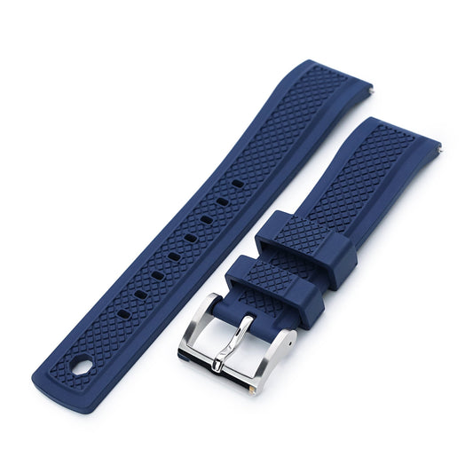 Crisscross Blue FKM Quick Release Rubber Strap, 20mm or 22mm