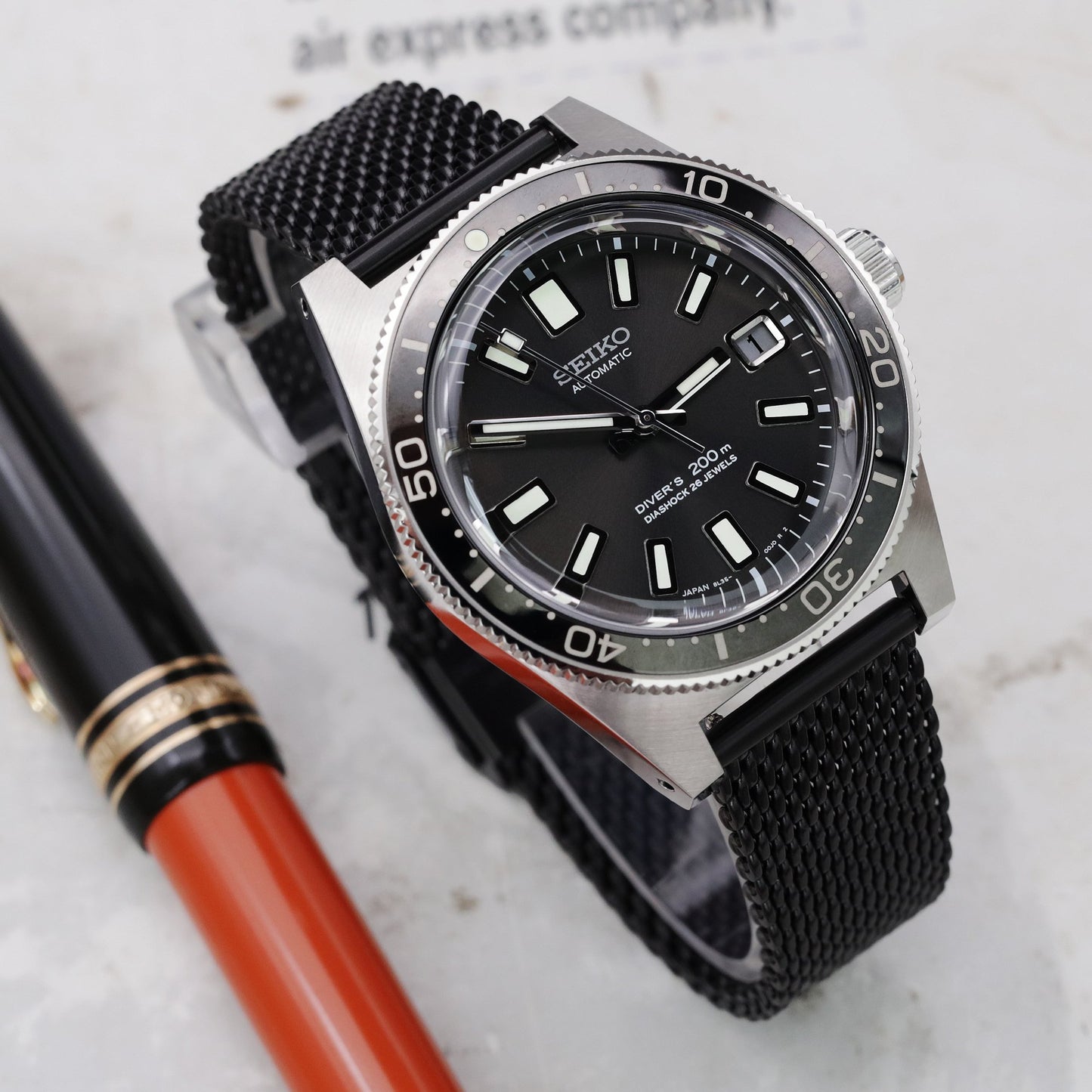 Quick Release Tapered Milanese Mesh Watch Band, PVD Black