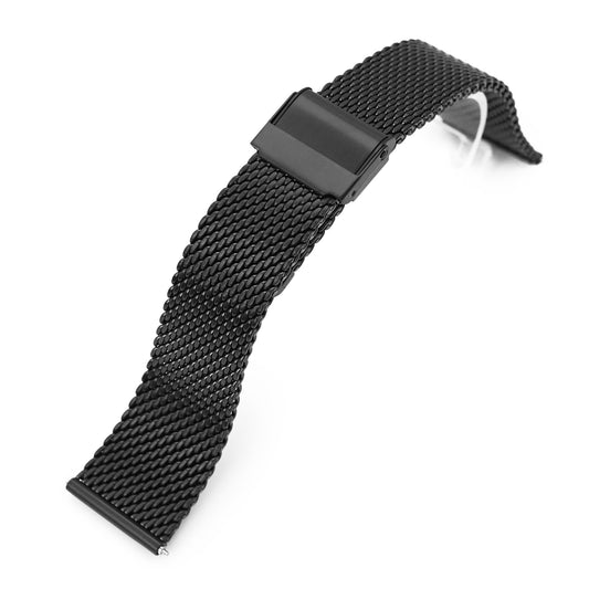 Quick Release Tapered Milanese Mesh Watch Band, PVD Black