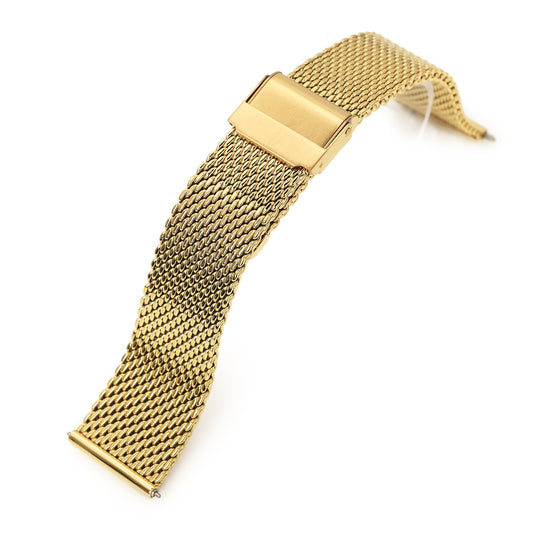 Quick Release Tapered Milanese Mesh Watch Band, IP Gold