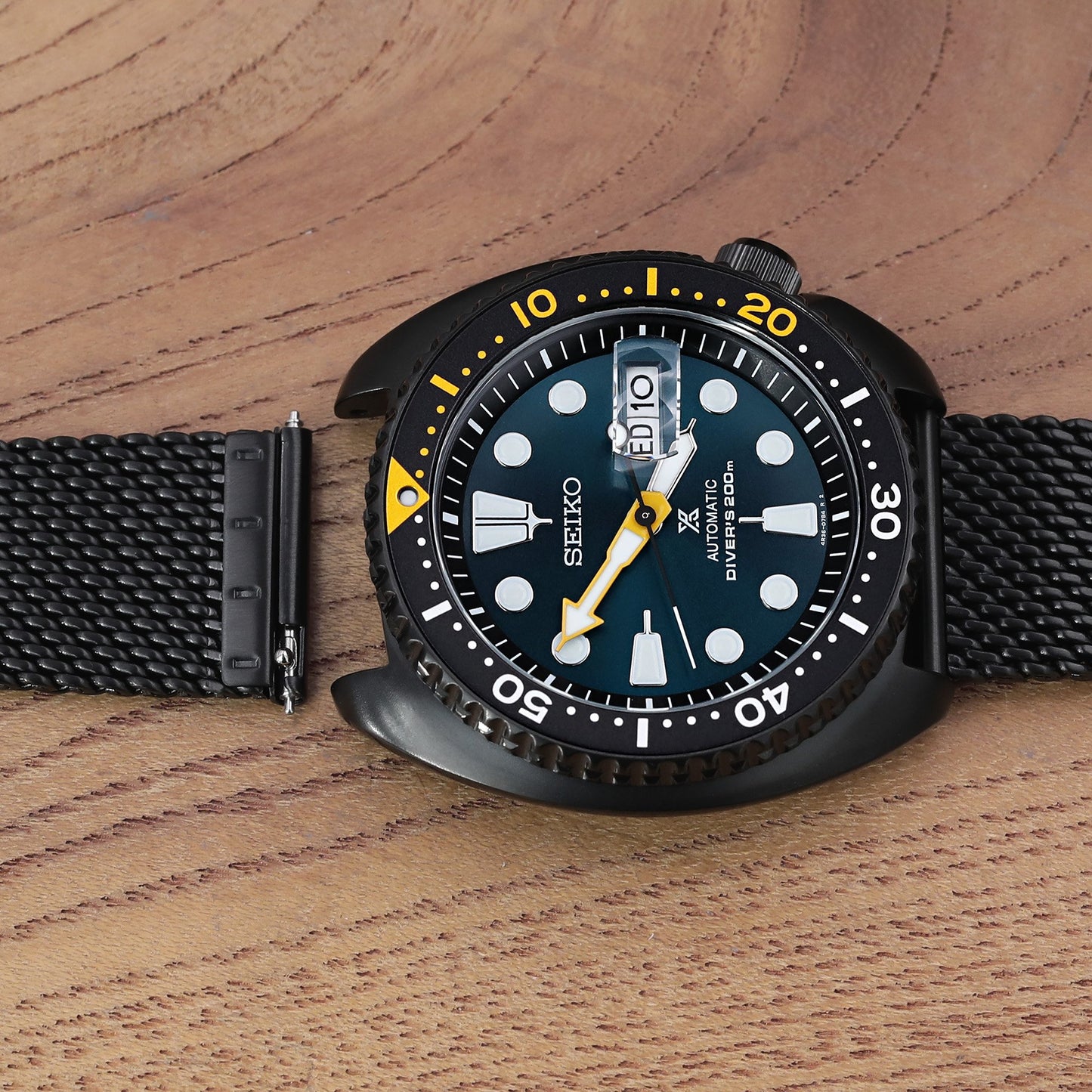 Quick Release Tapered Milanese Mesh Watch Band, PVD Black