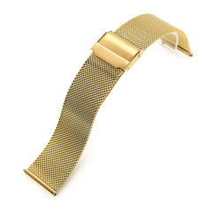 Quick Release Classic Superfine Mesh Watch Band, 18mm, 20mm or 22mm, Full IP Gold