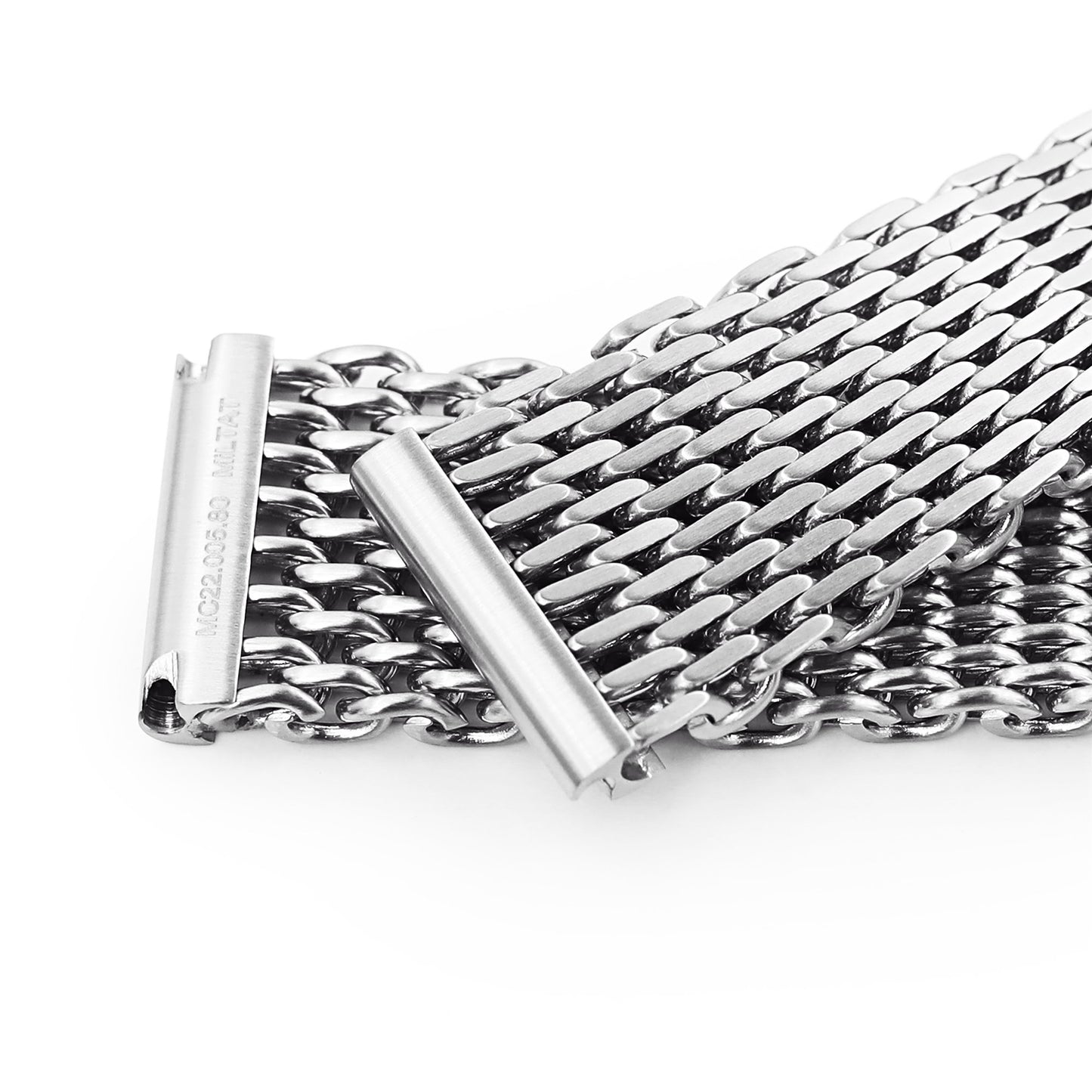 22mm Brushed Tapered Winghead "SHARK" Mesh watch band, V-Clasp