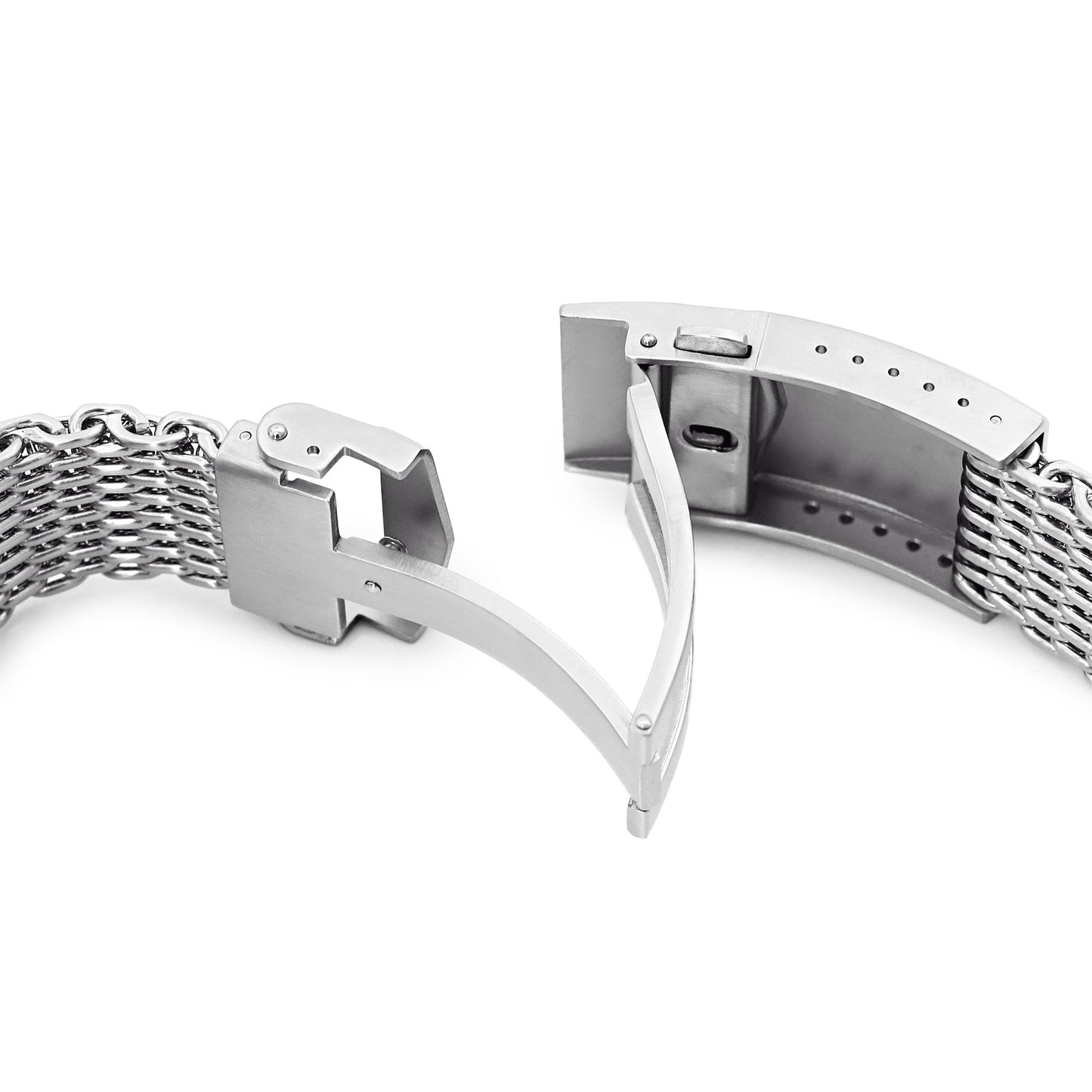 22mm Brushed Tapered Winghead "SHARK" Mesh watch band, V-Clasp