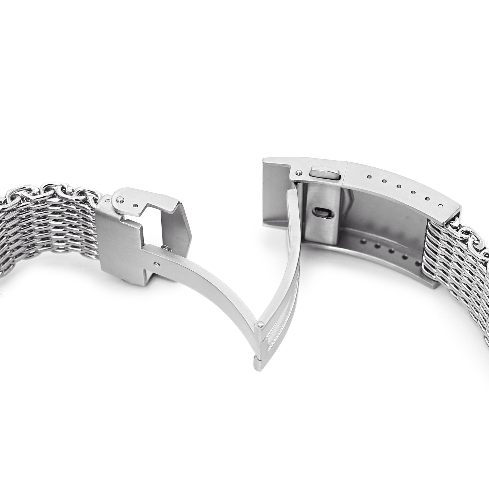 20mm Polished Tapered Winghead "SHARK" Mesh watch band, V-Clasp