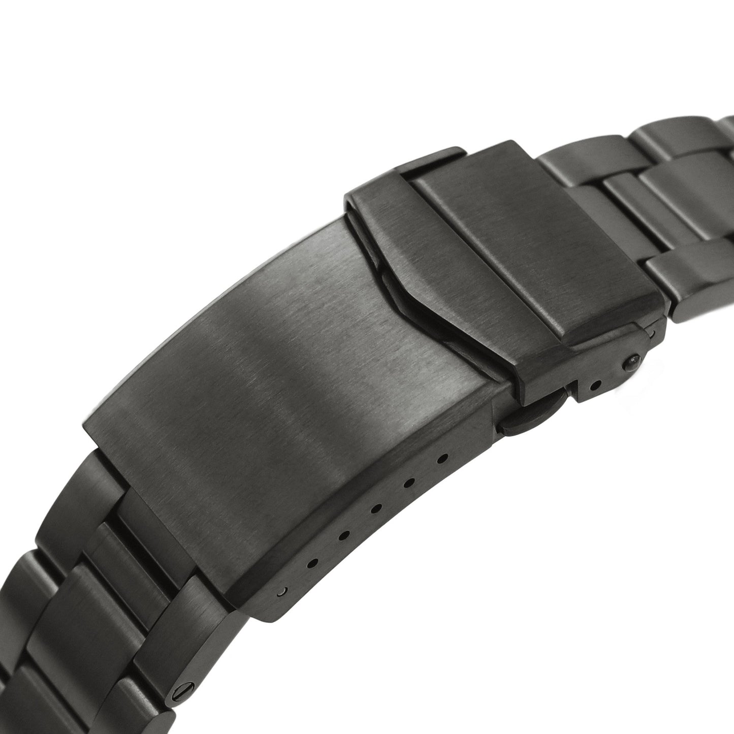 22mm Super-O Boyer Watch Band for Orient Black Kamasu, 316L Stainless Steel PVD Graphite Color V-Clasp