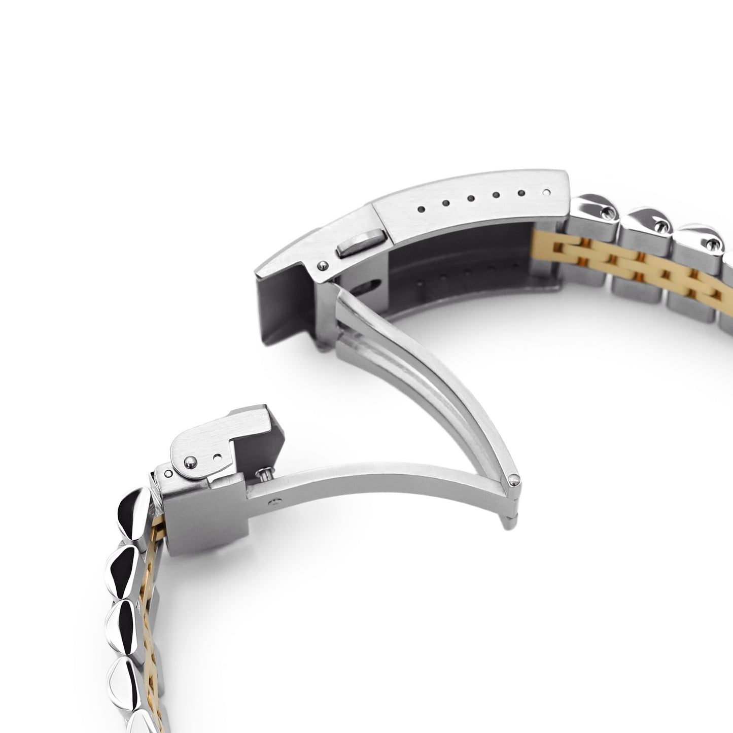 22mm Super-J Louis 316L Stainless Steel Watch Band for Seiko new Turtles SRP777, Two Tone IP Gold V-Clasp
