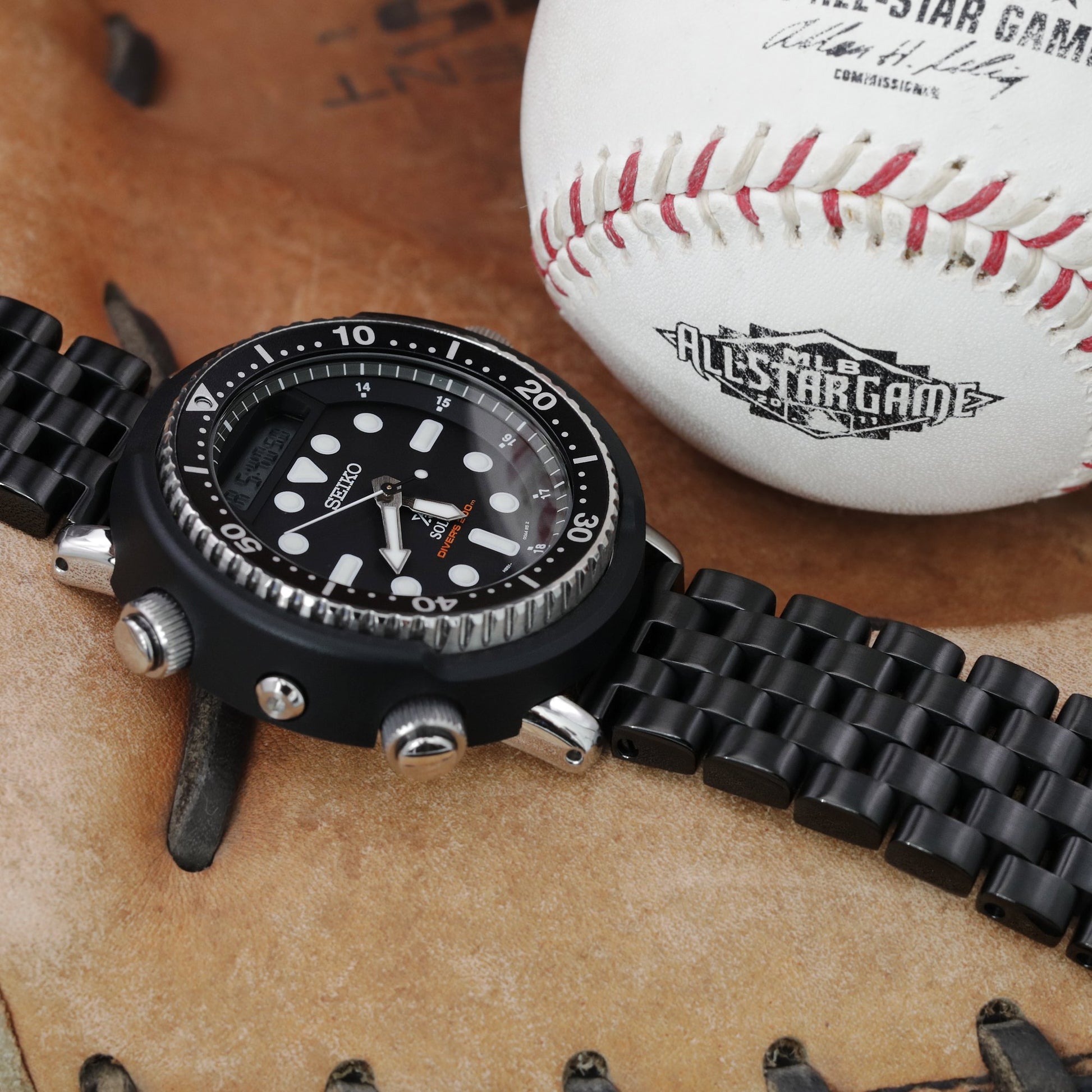 22mm Super Engineer I 316L Stainless Steel Watch Band Straight End, Diamond-like Carbon (DLC coating) V-Clasp