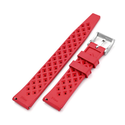 Quick Release Red Tropical-Style Pro FKM rubber watch strap, 20mm