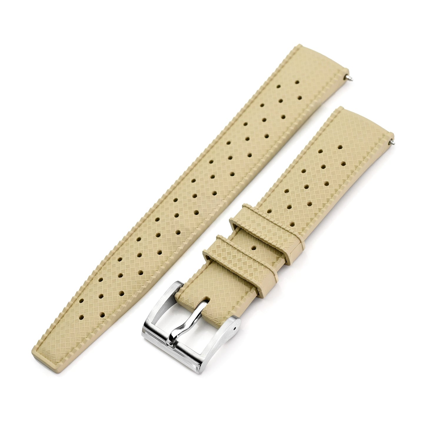 Quick Release Khaki Tropical-Style Pro FKM rubber watch strap, 20mm