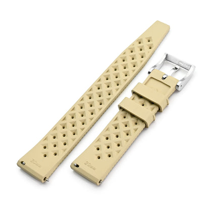 Quick Release Khaki Tropical-Style Pro FKM rubber watch strap, 20mm