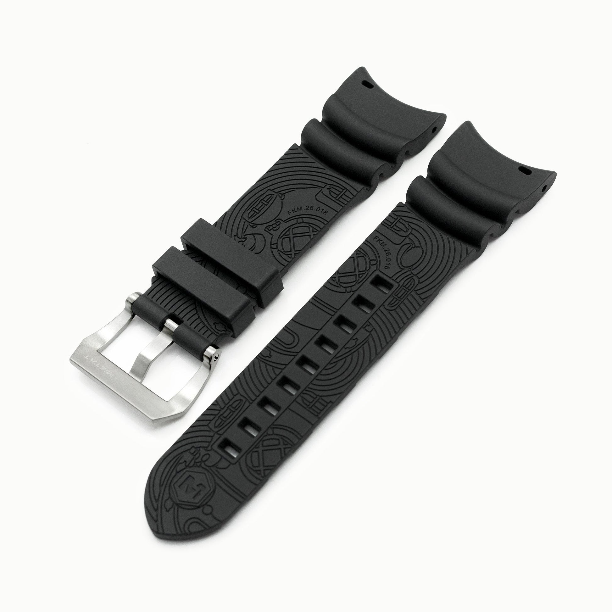 26mm Firewave Resilient Curved End FKM rubber Watch Strap Black