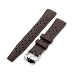 20mm Quick Release Tropical-Style FKM rubber watch strap, Dark Brown