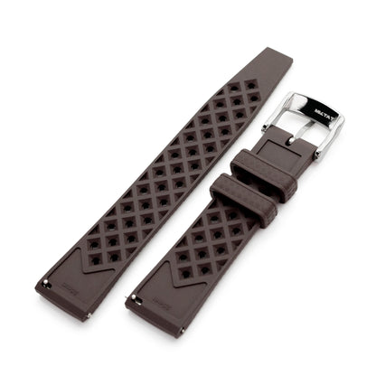 20mm Quick Release Tropical-Style FKM rubber watch strap, Dark Brown