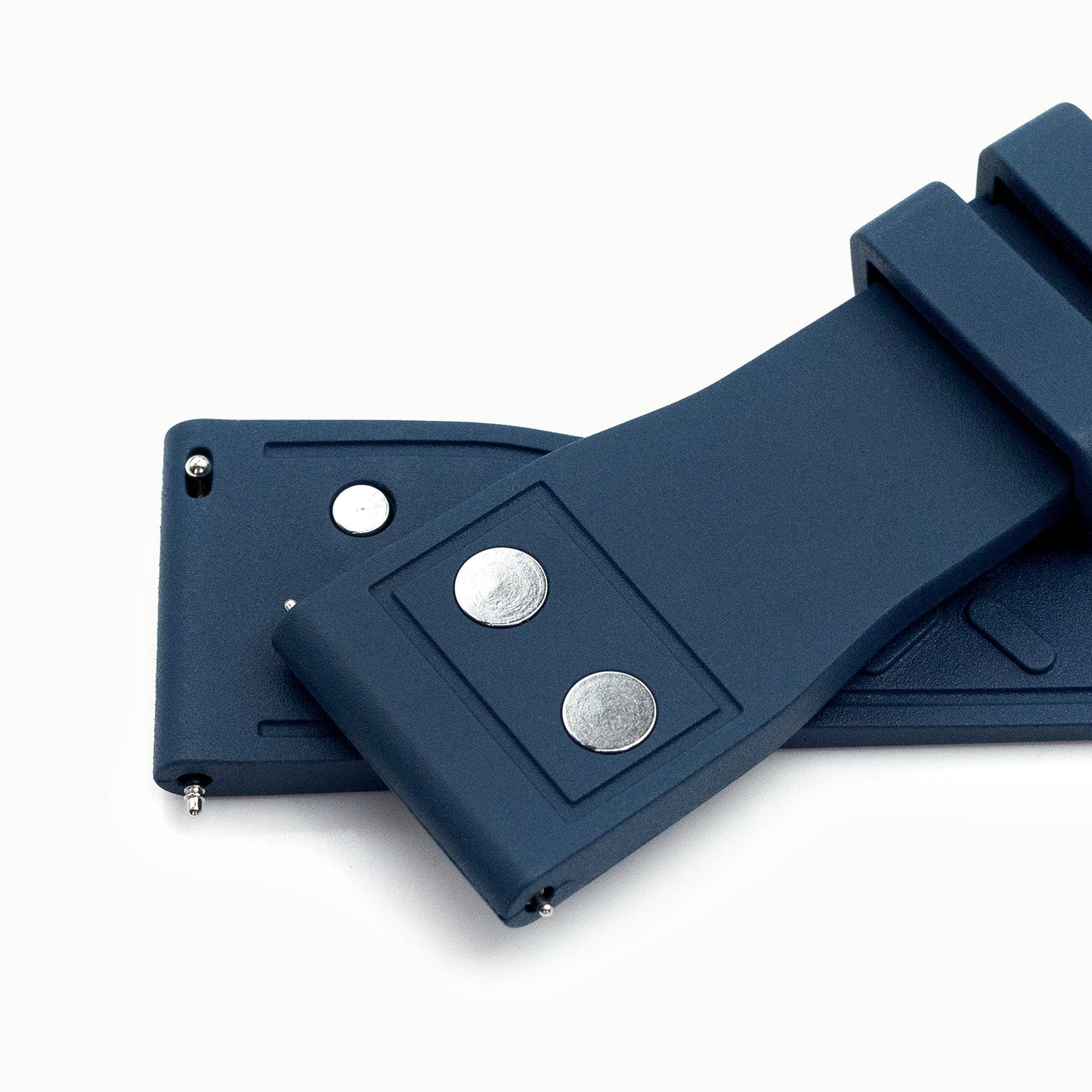 Quick Release Navy Blue Rivet Pilot FKM rubber watch strap, 20mm or 22mm