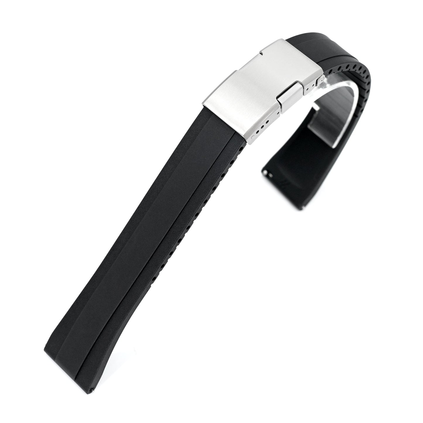 Quick Release FKM27 Black Titanium Slinea Clasp FKM Rubber watch strap, 20mm or 22mm
