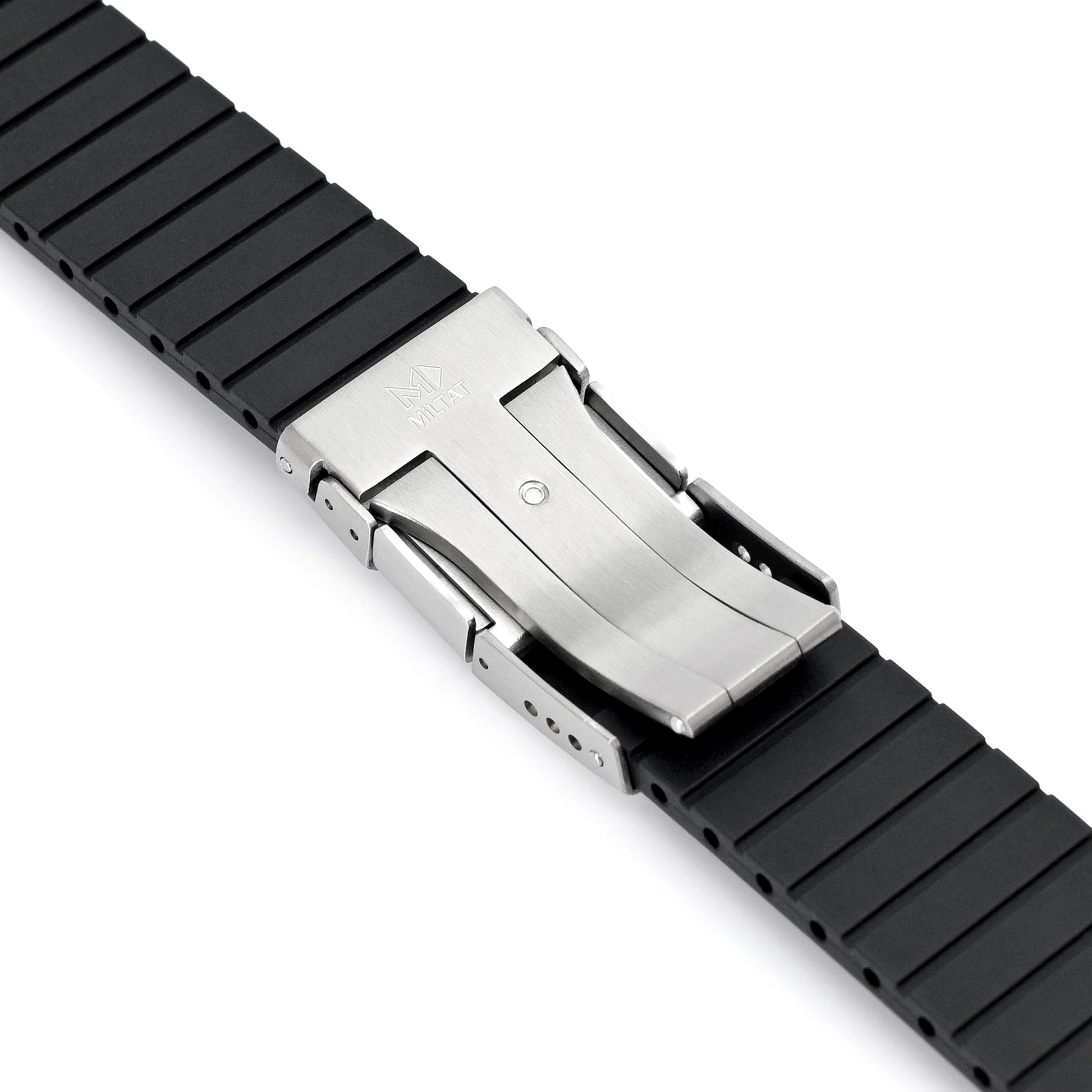 Quick Release FKM27 Black Titanium Slinea Clasp FKM Rubber watch strap, 20mm or 22mm